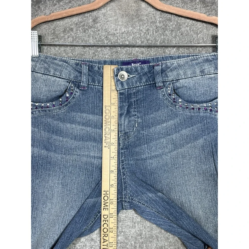 JOLT Jeans Girls‎ Size 16 Blue Bootcut BLING Beads Rhinestone PEACE Sign Pockets